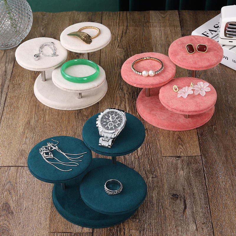 3 Layer Round Jewelry Display Stand Bracelet Chain Watch Holder Rack