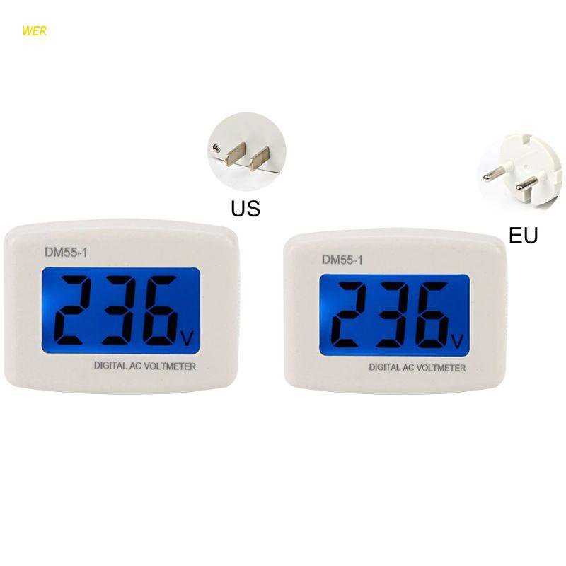 WER DM55-1 Digital LCD Voltage Test Monitor AC 80-300V Plug In Volt ...