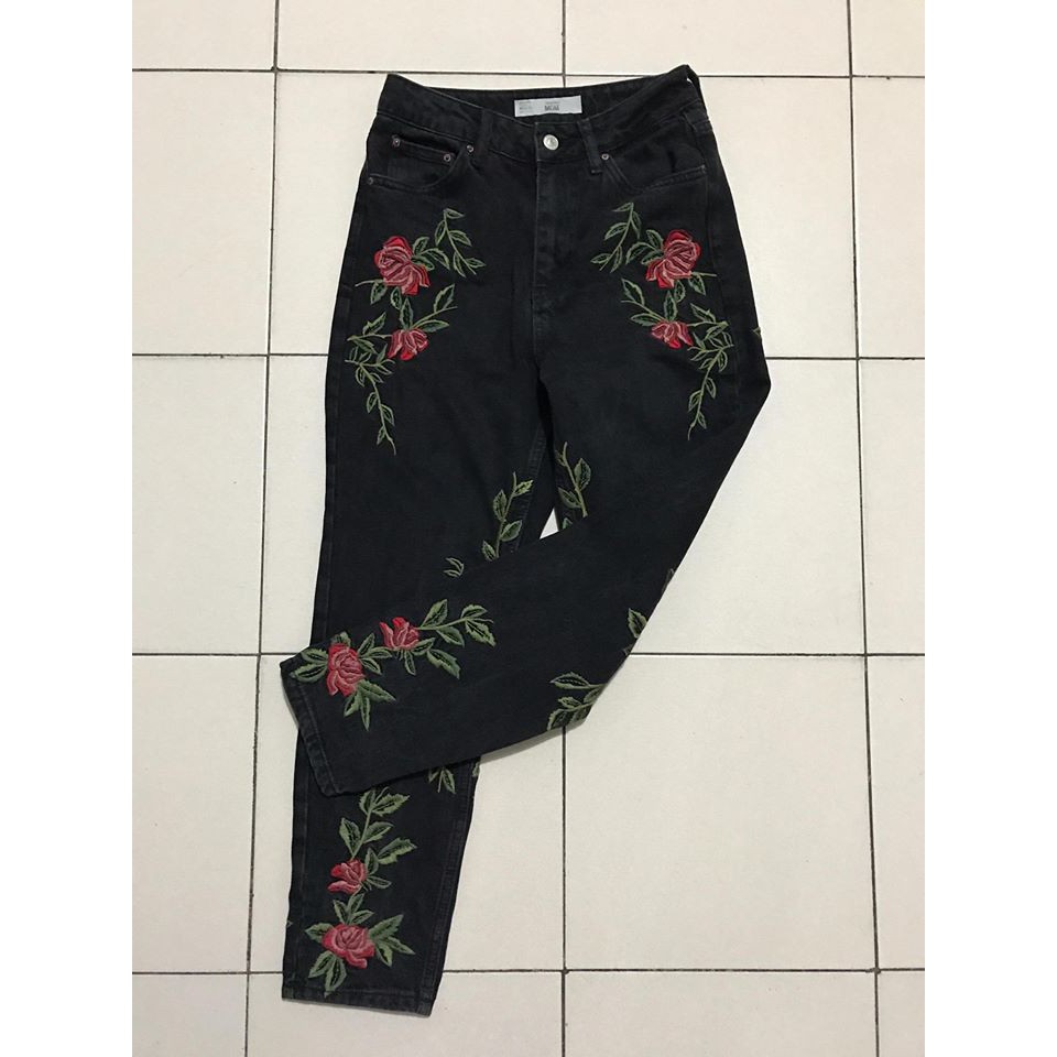 Topshop embroidered mom on sale jeans