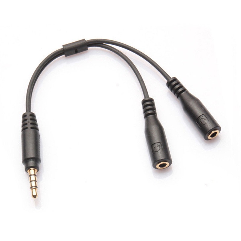 3.5mm Stereo Audio Male to 2 Female Headset Mic TRRS Y Splitter