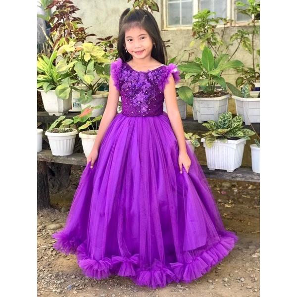 7th BIRTHDAY GOWN FLOWER GIRLS GOWN LITTLE BRIDES GOWN PURPLE Shopee Philippines