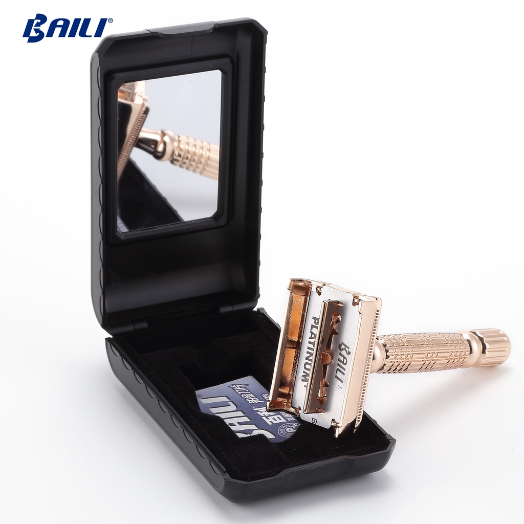 Baili stainless steel double edge safety razor golden manual shaver