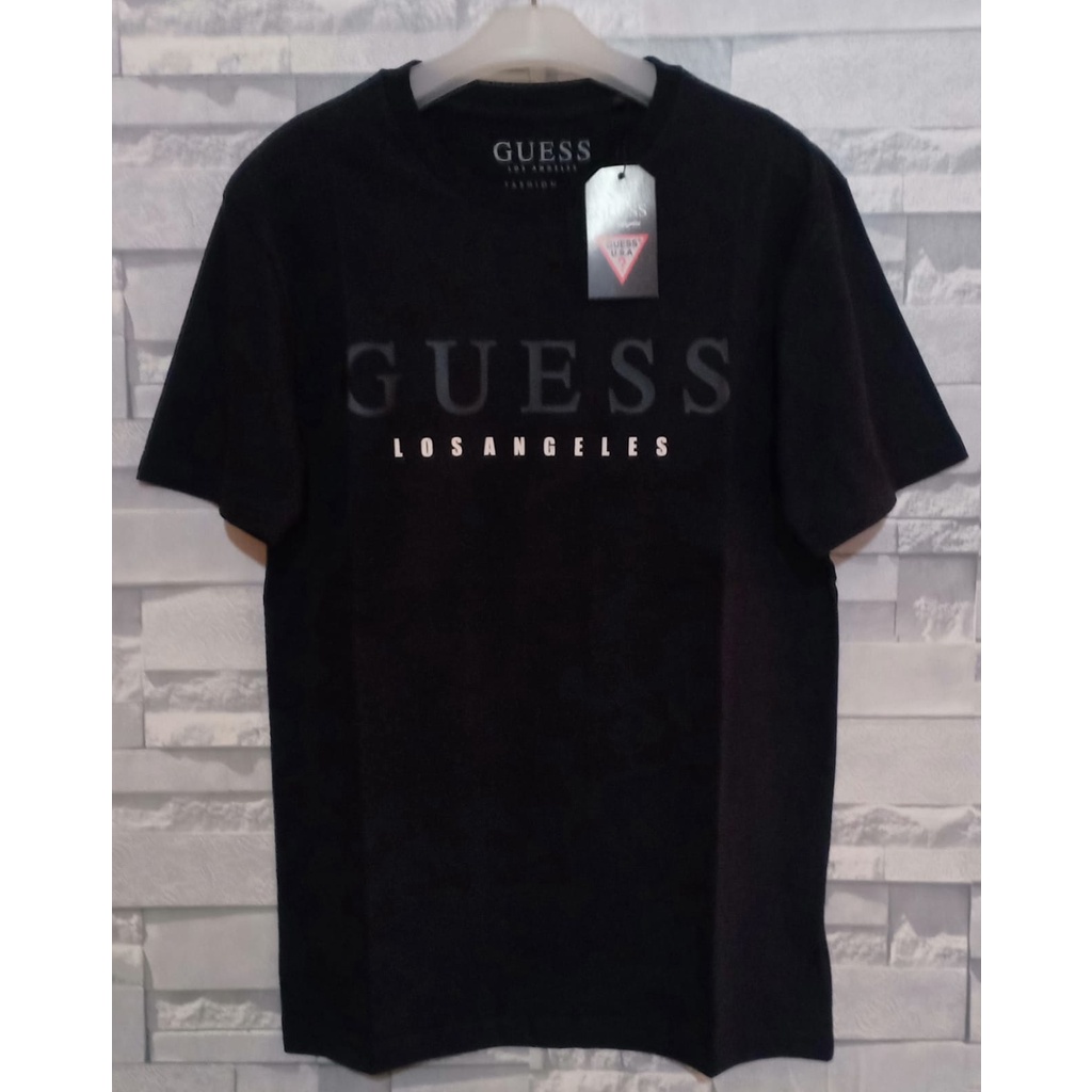 HITAM Guess The Latest Black LA FONT T-Shirt | Shopee Philippines