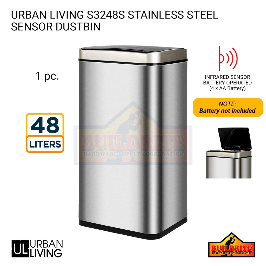 Urban Living by EKO S3248S 1pc ABS Sensor Dustbin 48L Capacity For