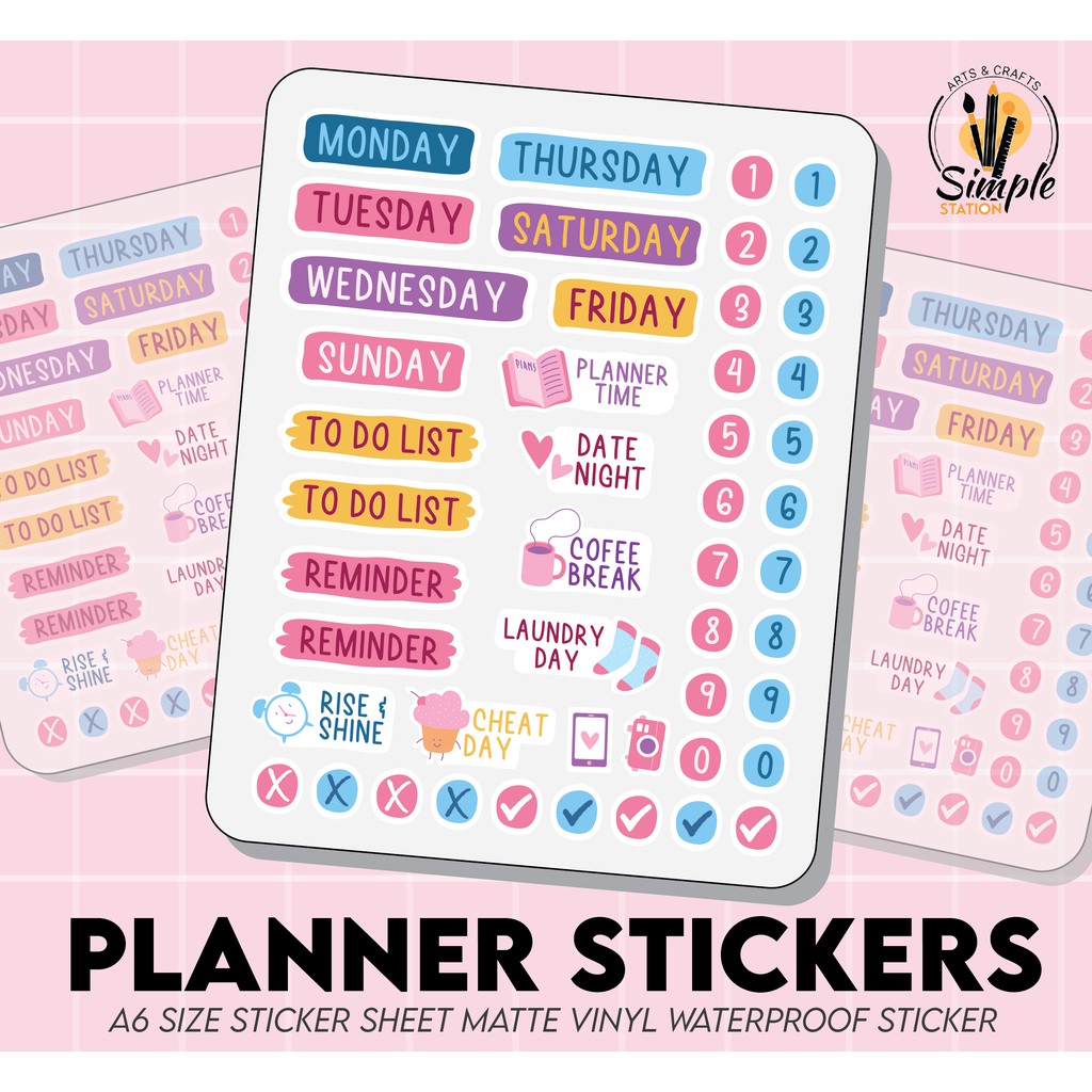 Planner Sticker Pack Sheet Vinyl Bullet Journal Stickers | Shopee ...
