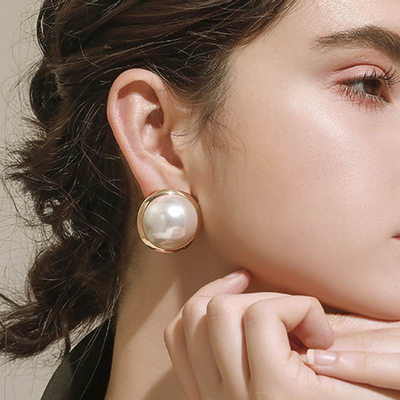 Korean Big Round Simulated Pearl Stud Earrings For Women 2021 New Classic  Elegant Earings Fashion Jewelry Wholesale