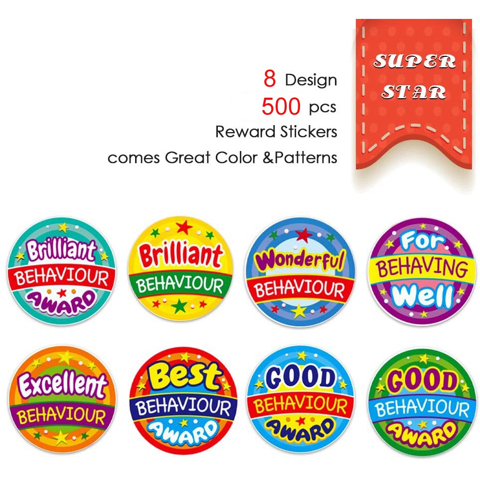 Reward StickersTeacher Motivational Super Star Stickers for Kids Great ...