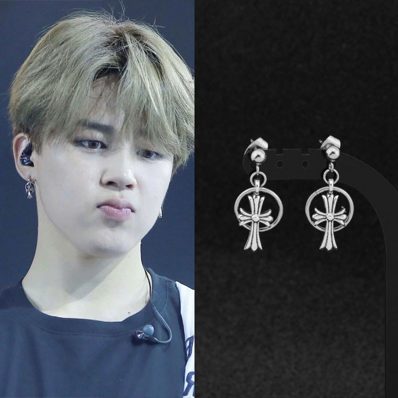 Bts jimin 2024 cross earrings