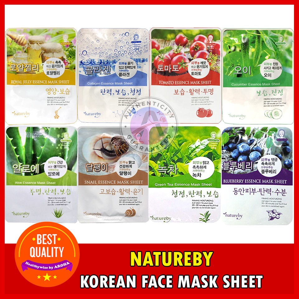 Korean Face Essence Mask Sheet by Natureby (EXP 8/2024) Shopee