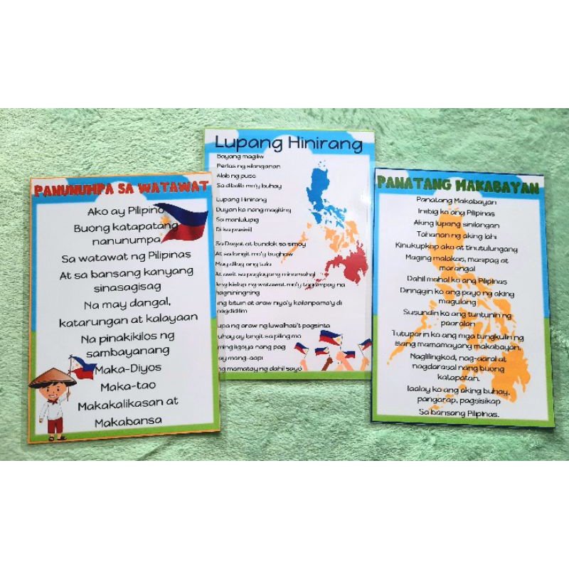 MAKABAYAN CHARTS for kids CLASSROOM DECOR | Shopee Philippines