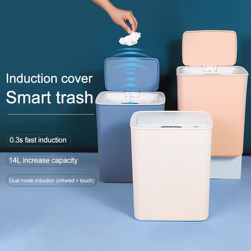 Trash Bins Intelligent Trash Can 14L Infrared Motion Sensor Household