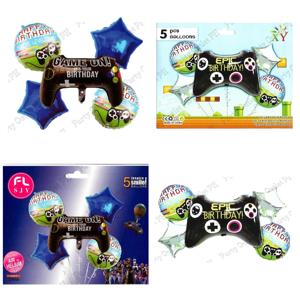 5in1 Joystick Video Game Controller Themed Happy Birthday Foil Mylar