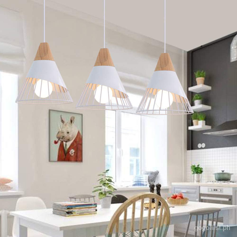 Nordic Pendant Light Chandelier Ceiling Light Wood Cone Dining Light ...