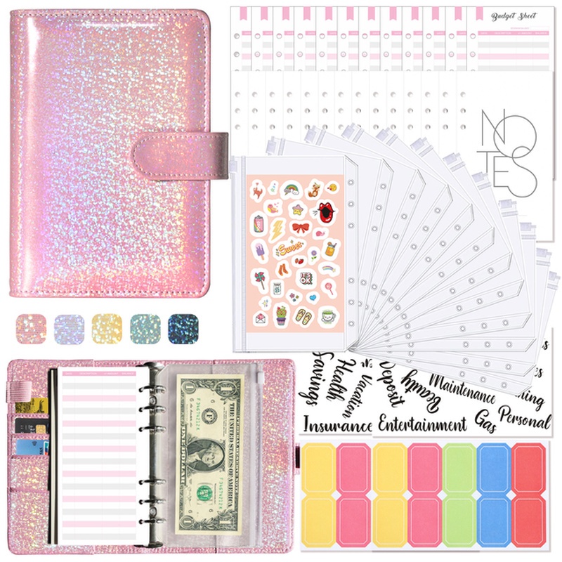 A6 Binder Cover with Zipper Pockets Cash Envelopes for Budgeting Money ...