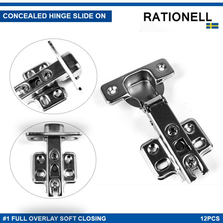 12 PCS RATIONELL Cabinet Concealed Hinge Soft Close Full Overlay#1 ...