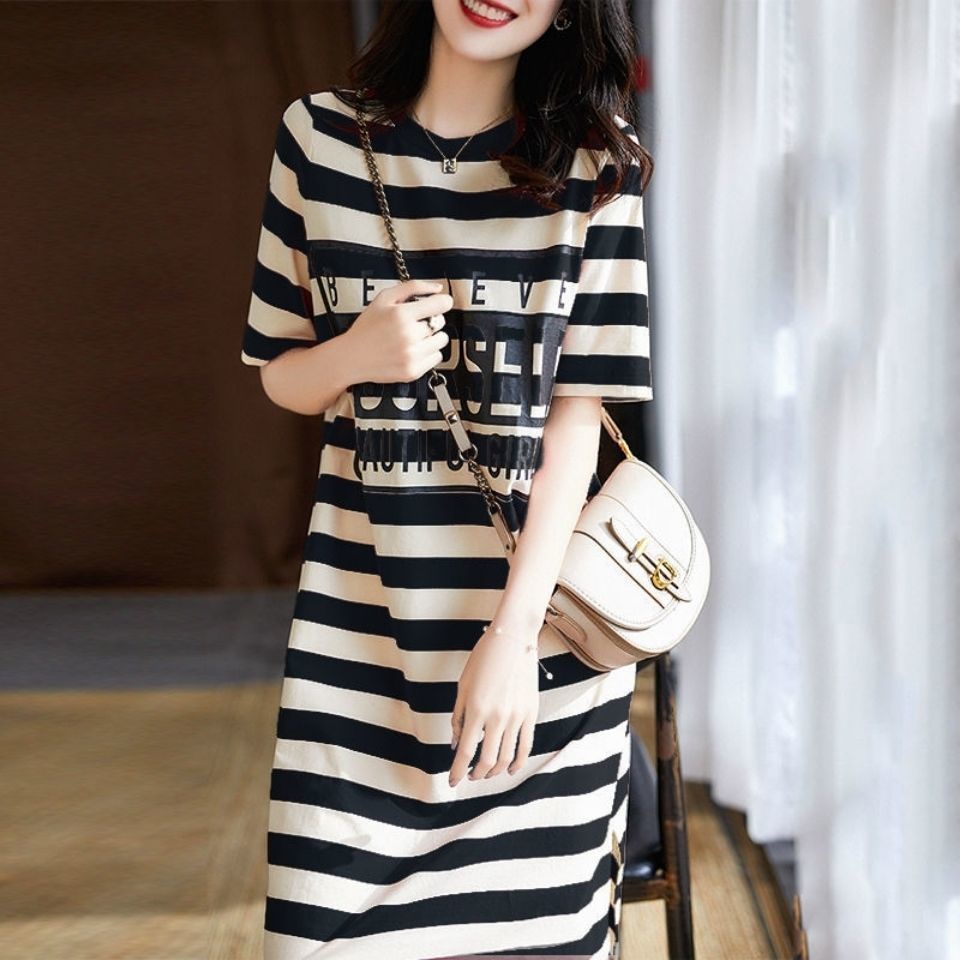 Korean striped dress store