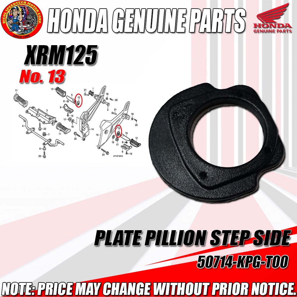 XRM 125 PLATE PILLION STEP SIDE (HPI) (Genuine: 50714-KPG-T00) | Shopee ...