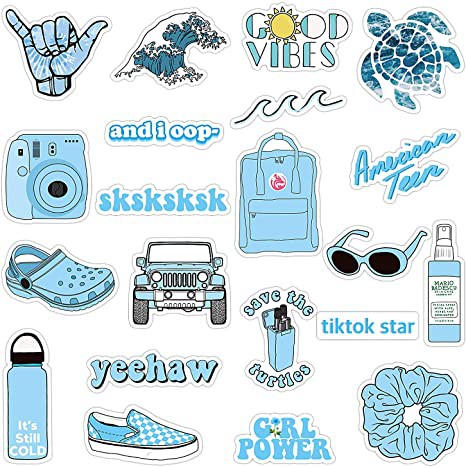 Blue Aesthetic Sticker 23 Pack LARGE 3 x3 – Big Moods