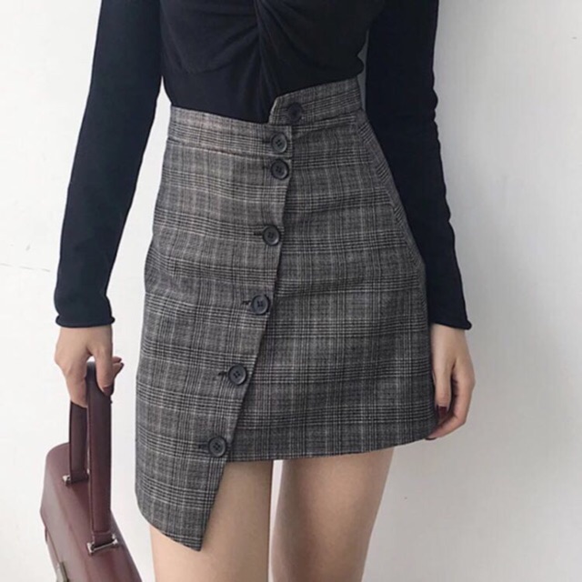 Checkered skirt 2025 with buttons