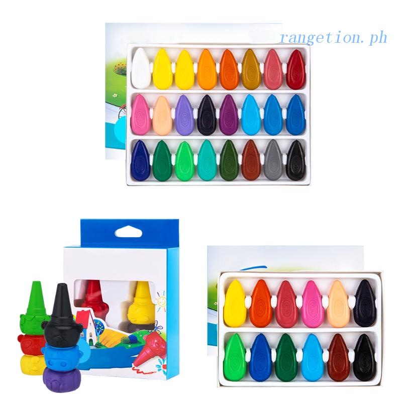 RAN Washable Water Dropshaped Colorful Crayons 6/12/24 Bright Colors