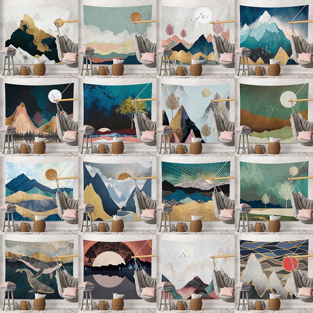 tapestry wall decor Simple abstract landscape wall hanging on the wall ...