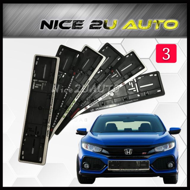 Car Number Plate License Frame Cover Silver / Black ( Long ) - DAIHATSU ...