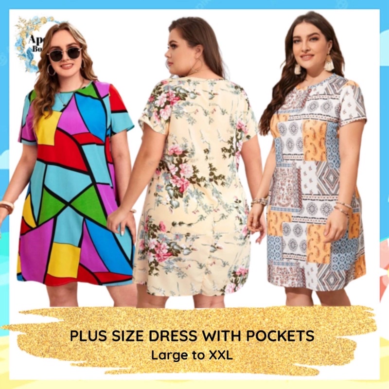 Plus Size Casual Dress with Pocket Dress [ Large - XL] | Shopee Philippines