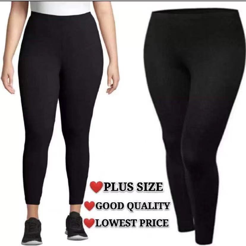 Women's Plus Size Cotton Leggings - 3XL, Black
