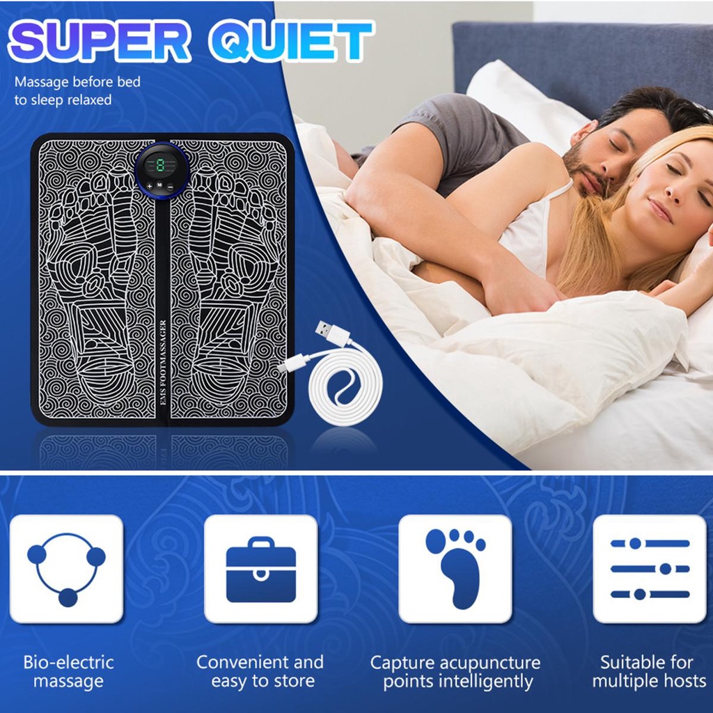 Electric EMS Foot Massager Pad Relax Booster Promote Blood Circulation