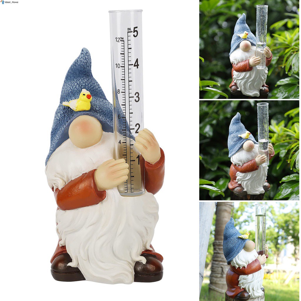 Dwarf Rain Gauge Garden Statue With Plastic Rain Gauge HandPainted