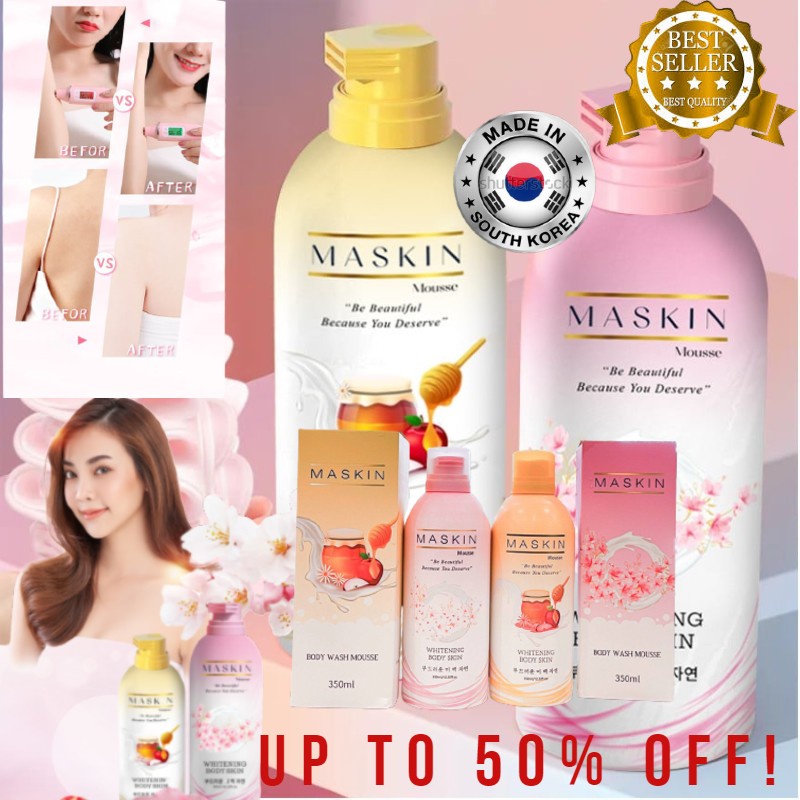 ORIGINAL KOREAN MASKIN mousse White Foaming Shower Gel 350 ML Whitening