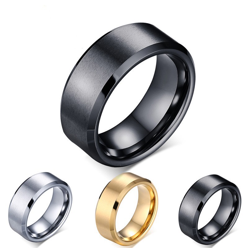 Dong Cool Simple Titanium Silver Black Gold Polishing Finger Ring