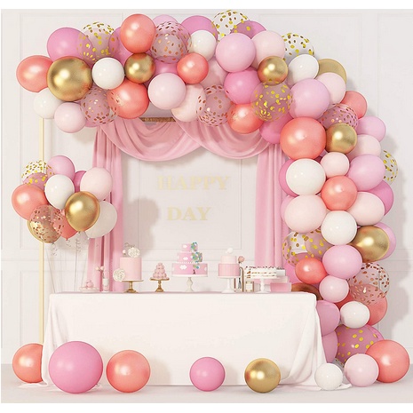 144Pcs Rose Gold Pink Balloons Garland Arch Kit Light Pink Gold White