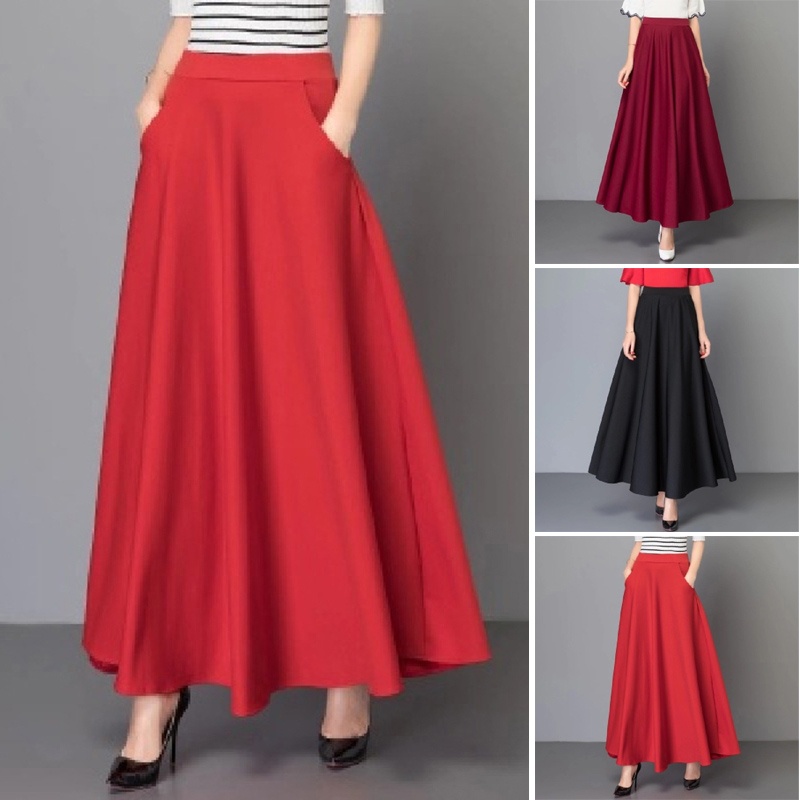 Women's Skirt Evening Flared High waist Long Loose Maxi Pleated Plus size