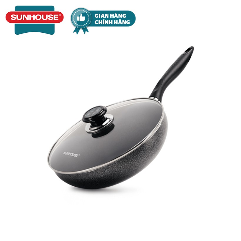 26cm deep nonstick pan with tempered glass lid SUNHOUSE SHS26K