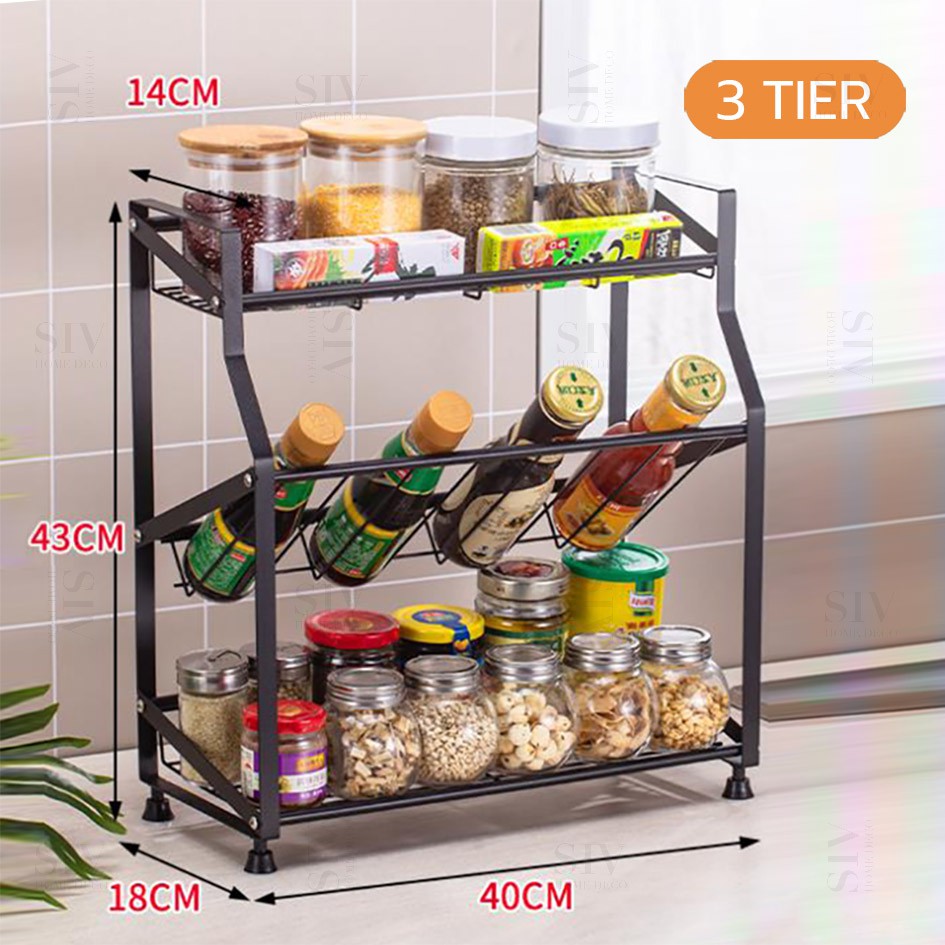 Siv 3 Tier 4 Spice Rack Condiment Seasoning Storage Organizer For ...
