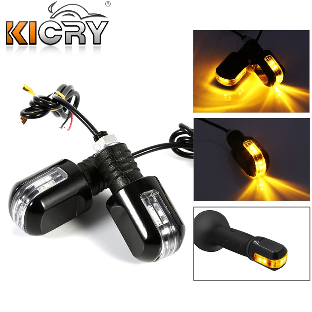 KICRY Motorcycle 7/8'' Handle Bar End Light 6 LED Turn Signal Indicator ...