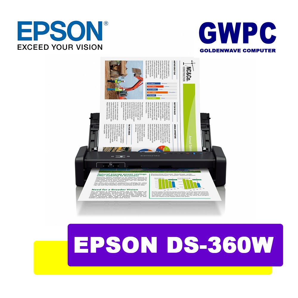 Epson Workforce Ds 360w Wi Fi Portable Sheet Fed Document Scanner Shopee Philippines 3686