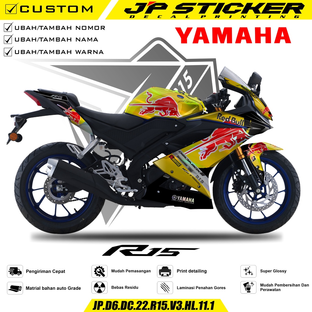 Rainbow Hologram Sticker Decal, Chrome R15 V3 Full body - Dekal R15 V3 ...