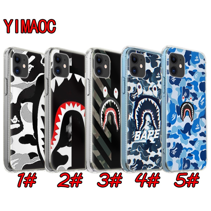 for iPhone 6 6S 7 8 Plus X XS XR 11 Pro Max TPU soft Case 4E bape shark ...