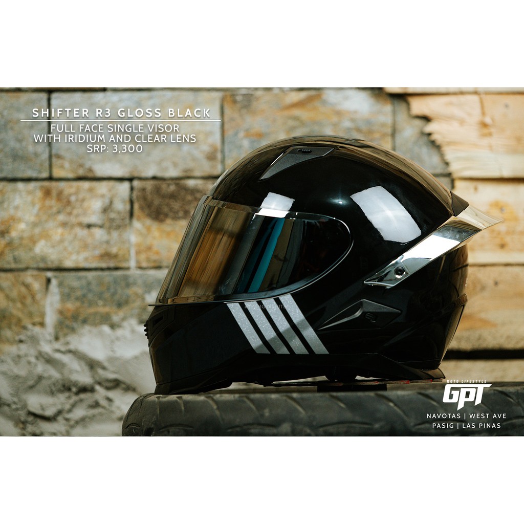 SHIFTER R3 full face helmet iriduim lens with spoiler | Shopee Philippines