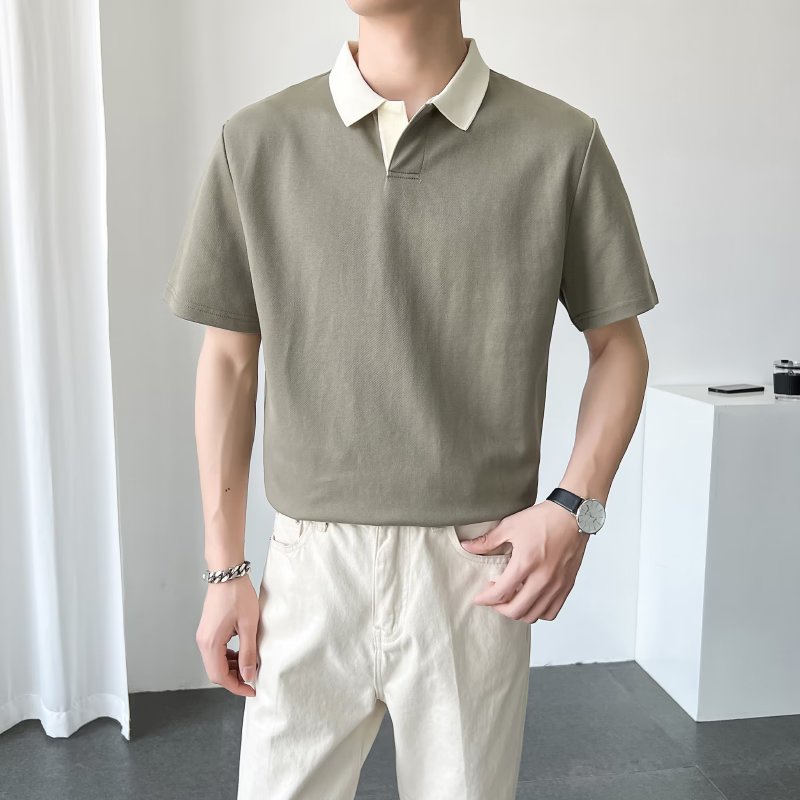 【Ready Stock】M-2XL Men's Short Sleeve Plain Knitted Polo Shirt Korean ...