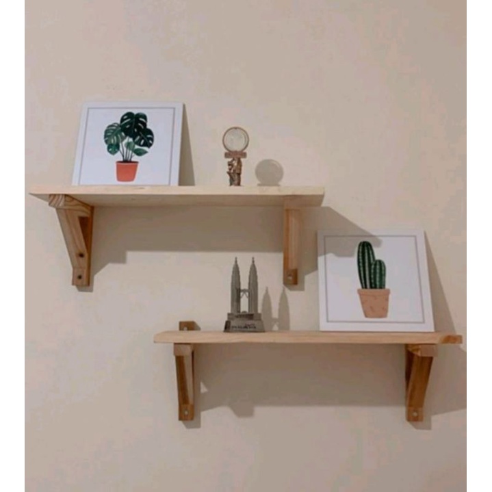 KAYU HIASAN DINDING Aesthetic Wooden Shelf Multi-Purpose Minimalist ...