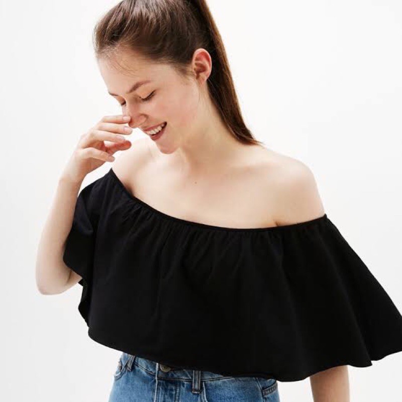 Bershka Bardot Off Shoulder Crop Top Authentic Overruns