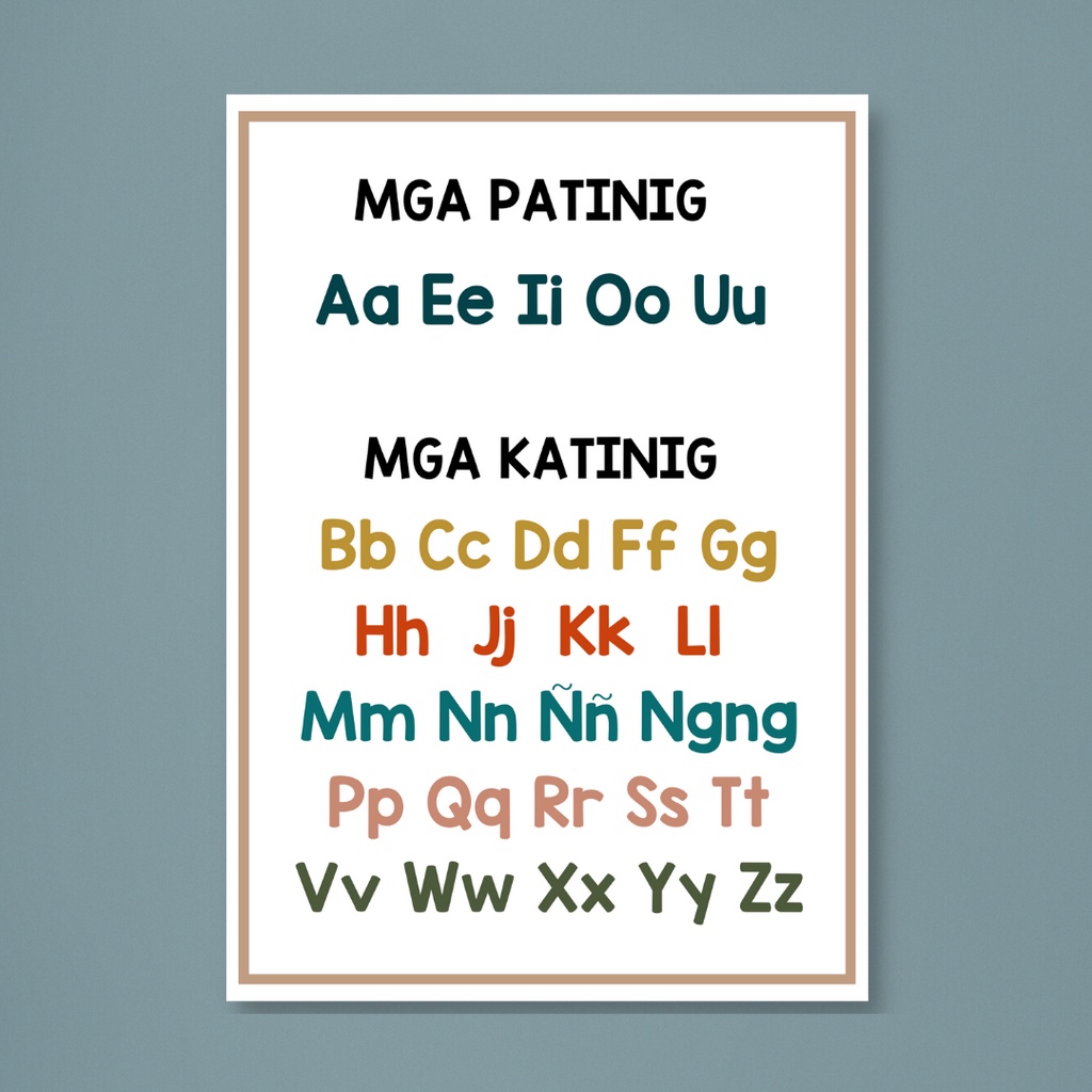 Alpabetong Filipino Abakada 5ra4a3 Size Minimalist Educational Charts Shopee Philippines 7779