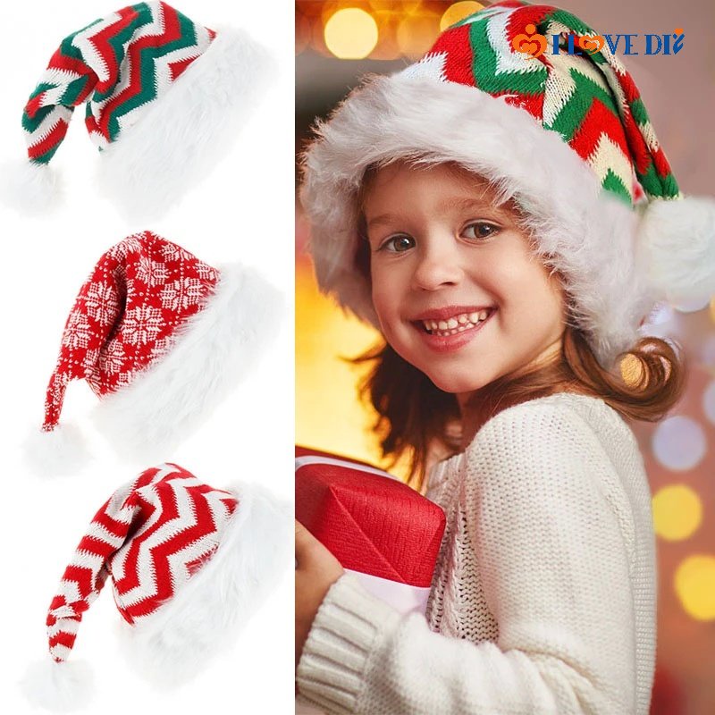 1pc Santa Claus Plush Pompom Warm Winter Christmas Caps/ Knitted ...