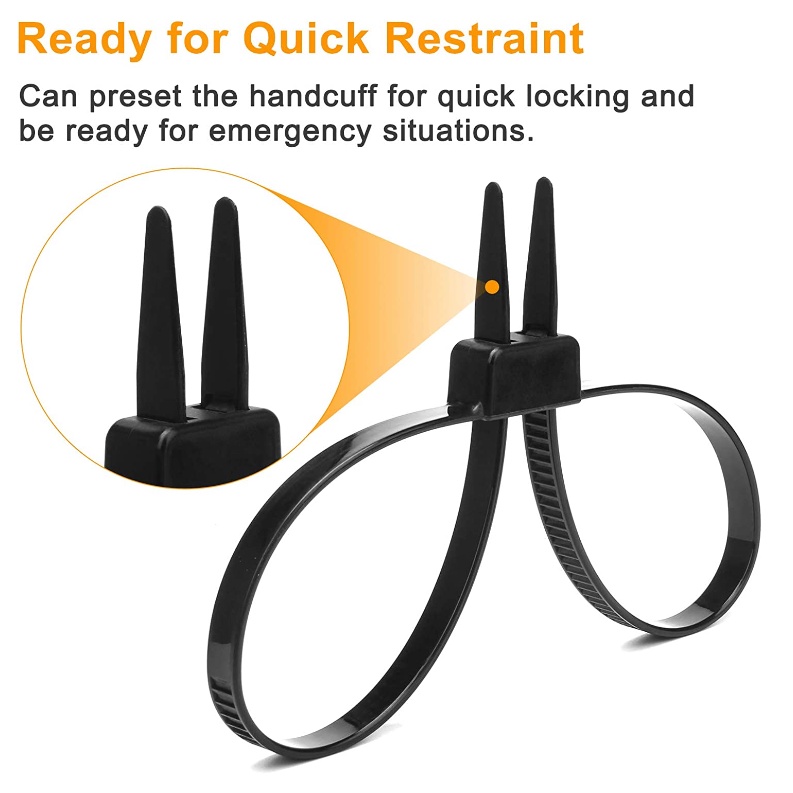10 PCS Zip Tie Handcuffs Double Locking Zip Ties Restraints Black Nylon