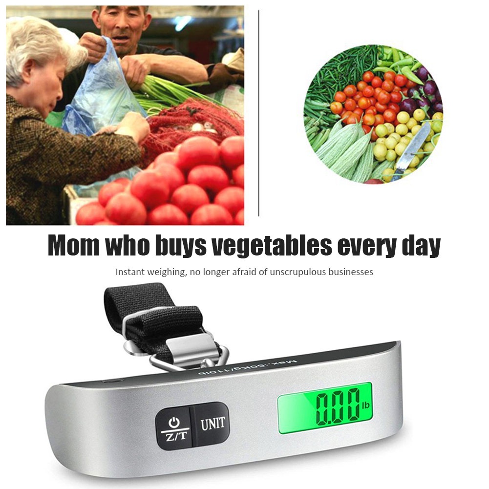 50KG Portable Hanging Scale LCD Digital Display Electronic Luggage