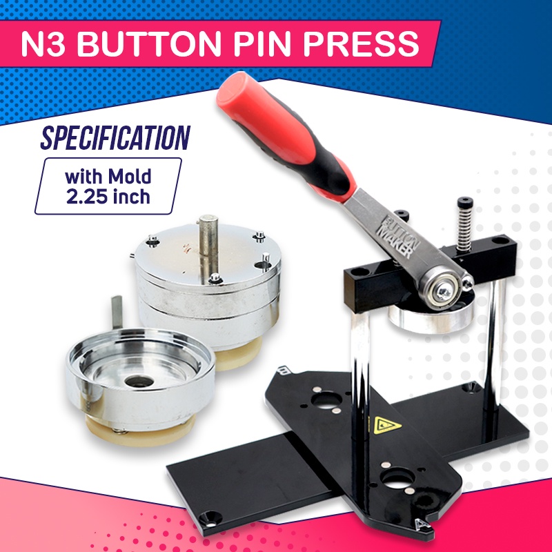 (Promo Package) QUAFF Button Pin Press Machine N3 Swing Type Button ...