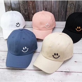 Solid Baseball Cap Women Summer Sunscreen Hat Smile Character